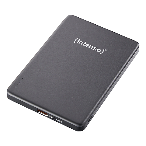 Intenso MW5000 Magnetische Powerbank 5000 mAh – MagSafe kompatibel, Wireless Charging 15W, USB-C PD 20W, Flach & Kompakt – Geprüft in Deutschland – Grau