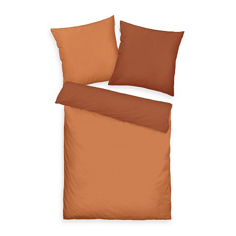HERDING TOM TAILOR Bettwäsche - Two-Tone Solid Colors Warm Coral - 2x-80-x-80-cm-1x-200-x-220-cm