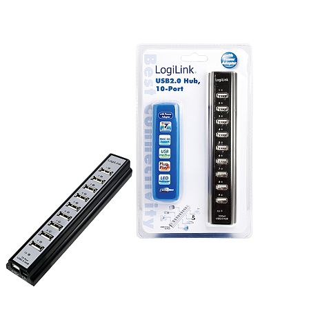 LogiLink UA0096 Schnittstellen-Hub 480 Mbit/s Schwarz