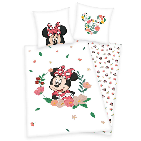 HERDING Minnie Mouse Winterbettwäsche – Flower