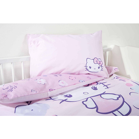 HERDING Hello Kitty Kleinkindbettwäsche - Flower - flanell