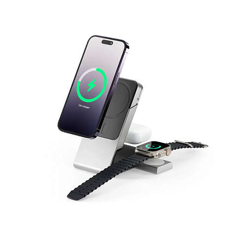 ALOGIC Matrix+ 3-in-1 5000 mAh Kabelloses Aufladen Schwarz, Silber