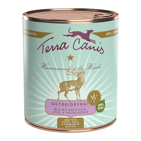 Terra Canis 180037 Hunde-Dosenfutter Apfel, Cranberry, Spiel, Kartoffel Adult 800 g