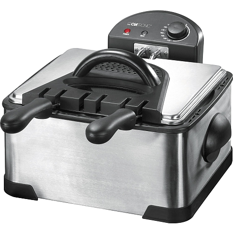 Clatronic FR 3195 Doppel 4 l 2000 W Schwarz, Edelstahl