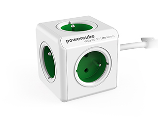 Allocacoc PowerCube Extended Type E Verlängerungskabel 1,5 m 5 AC-Ausgänge Drinnen Grün