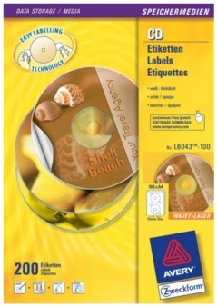 Avery L6043-100 Druckeretikett Transparent CD