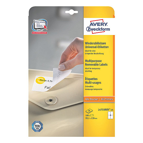 Avery Universal-Etiketten, weiß, 99,1 x 139 mm, wiederablösbar