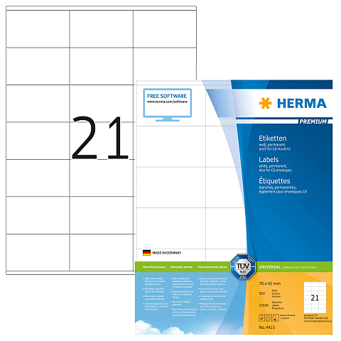 HERMA Etiketten Premium A4 70x42 mm weiß Papier matt 10500 St.