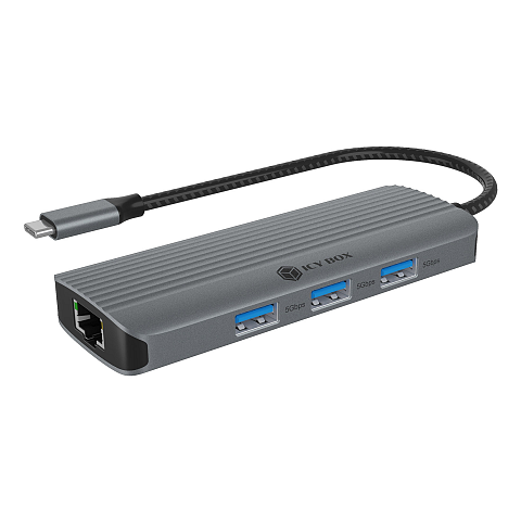 ICY BOX IB-DK4034a-CPD, 6 in 1 docking station, HDMI 4K60Hz, 3× USB-A USB 3.2 Gen1 5 Gbps, 1×RJ45 1Gbit/s, 1×USB-C für PD3.0 100W