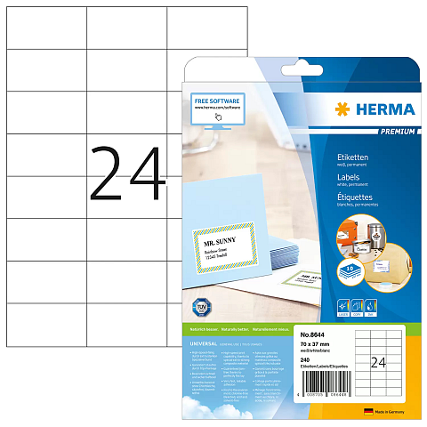 HERMA Etiketten Premium A4 70x37 mm weiß Papier matt 240 St.