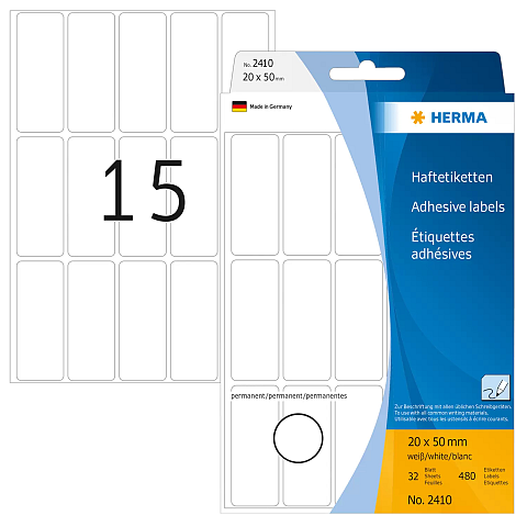 HERMA Vielzwecketiketten 20x50 mm weiß Papier matt Handbeschriftung 480 St.