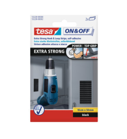 TESA 55228-00 Klettverschluss Velcro Schwarz