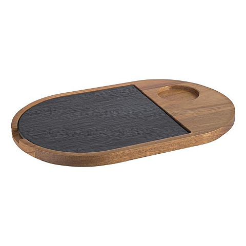 APS-Germany 00814 Serviertablett Oval Schwarz, Braun