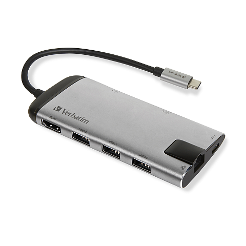 Verbatim 49142 laptop-dockingstation & portreplikator USB 3.2 Gen 1 (3.1 Gen 1) Type-C Schwarz, Silber