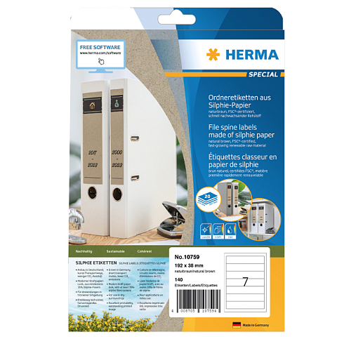 HERMA 10759 selbstklebendes Etikett Rechteck Permanent Braun 140 Stück(e)