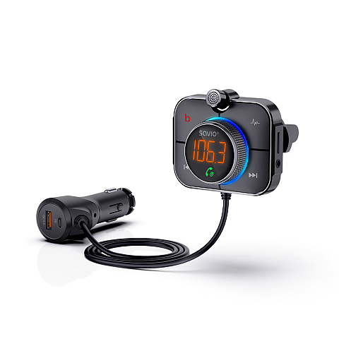 Savio TR-14 Transmiter FM z Bluetooth i ładowarką PD 87,6 - 107,9 MHz Bluetooth/USB Schwarz