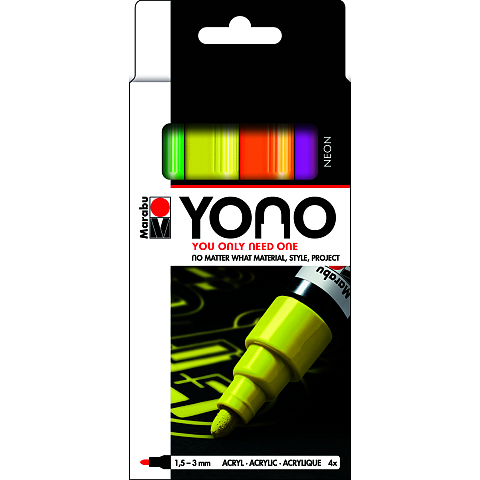 Marabu YONO Marker set NEON Grün, Orange, Pink, Gelb 4 Stück(e)