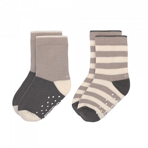 Lässig Kinder Antirutsch-Socken (2er-Pack) - GOTS, Anthrazit Taupe