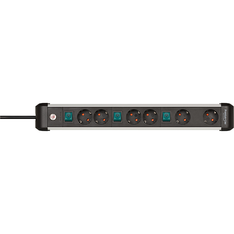 Brennenstuhl 1391030601 Verlängerungskabel 3 m 6 AC-Ausgänge Drinnen Schwarz, Silber