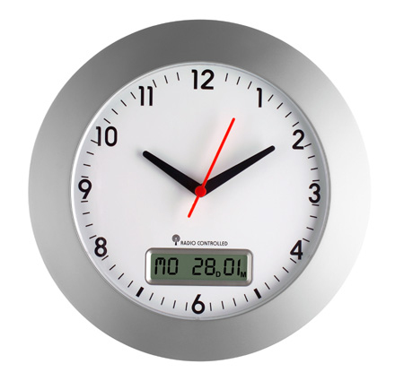 TFA-Dostmann 98.1092 Wand- /Tischuhr Digitale Uhr Rund Silber