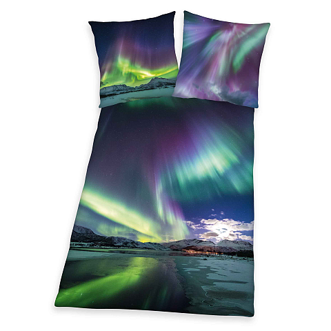 HERDING Young Collection Bettwäsche-Set 'Polarlicht' - 80-x-80-cm-135-x-200-cm