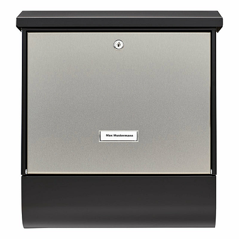 BURG-WÄCHTER London-Set 68670 B+S Briefkasten Schwarz, Edelstahl Wandmontierter Briefkasten Stahl