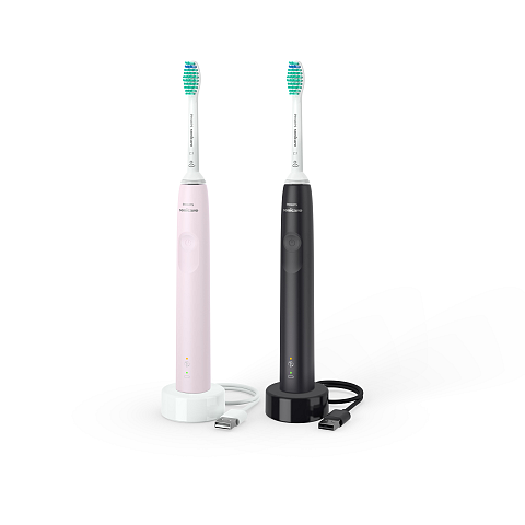 Philips Sonicare 3100 series 3100 series HX3675/15 2x Elektrische Schallzahnbürsten - Schwarz/Rosa