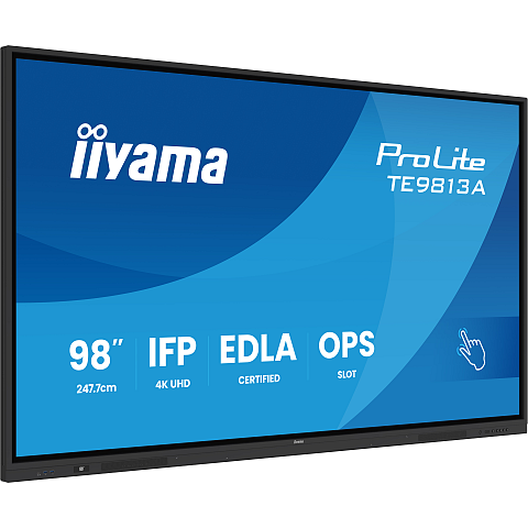 iiyama TE9813A-B1AG Signage-Display Interaktiver Flachbildschirm 2,48 m (97.5") WLAN 500 cd/m² 4K Ultra HD Schwarz Touchscreen Eingebauter Prozessor Android 18/7