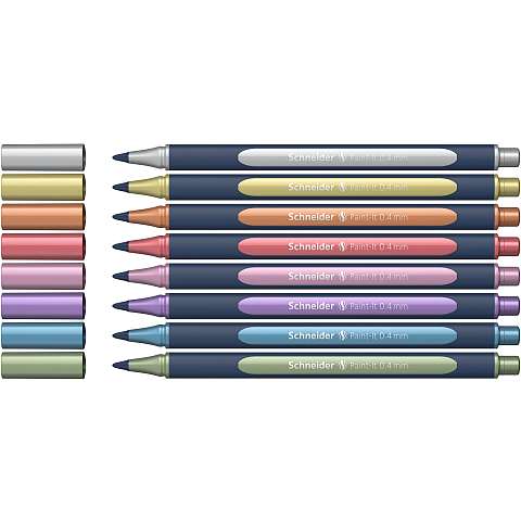 Schneider Schreibgeräte Paint-It 050 Anklippbarer versenkbarer Stift Kupfer, Gold, Metallicblau, Metallic green, Metallic rot, Metallic violett, Rose, Silber 8 Stück(e)