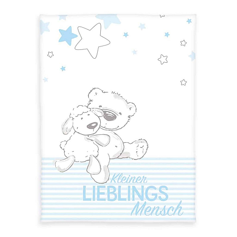 HERDING Lieblingsmensch Überwurfdecke 75 x 100 cm Polyester Blau, Weiß