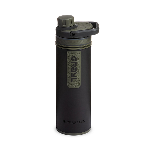Grayl UltraPress Wandern 500 ml Acrylnitril-Butadien-Styrol (ABS), Polypropylen (PP), Silikon, Thermoplastisches Elastomer (TPE) Schwarz