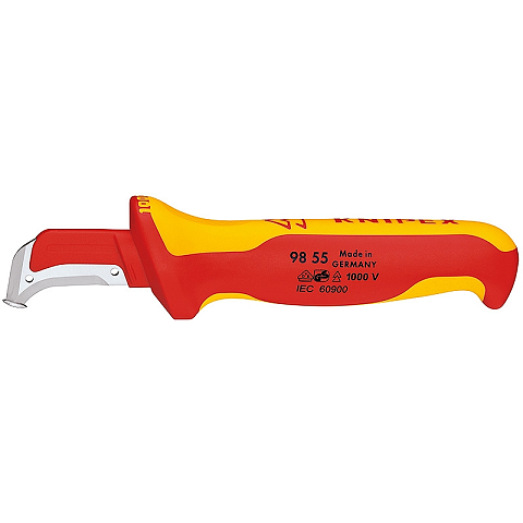 Knipex Kabelmantelmesser 009855 Metallisch, Rot, Gelb Feststehendes Messer