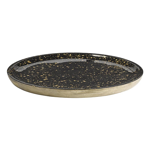APS-Germany 01058 Holz Schwarz, Braun, Gold Rund Servierplatte