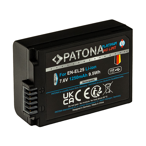 PATONA Platinum Akku mit USB-C Input für Nikon EN-EL25 Nikon Zfc Nikon Z50 Nikon Z30
