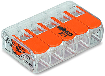 Wago 221-415 Anschlussblock 1P Orange, Transparent