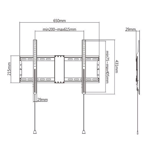 Gembird WM-80F-01 TV-Halterung 2,03 m (80") Schwarz