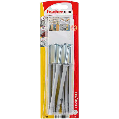 Fischer 45478 Schraubanker/Dübel 8 Stück(e) Schrauben- & Dübelsatz 100 mm
