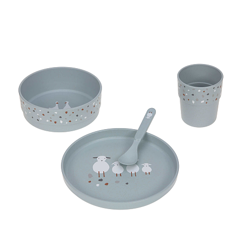 Lässig Tiny Farmer Polypropylen Blau Rund Servierset