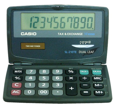 Casio SL-210TE Taschenrechner Tasche Einfacher Taschenrechner Schwarz