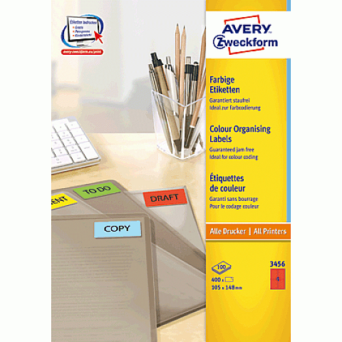 Avery Farbige Etiketten, rot, 105 x 148 mm, permanent