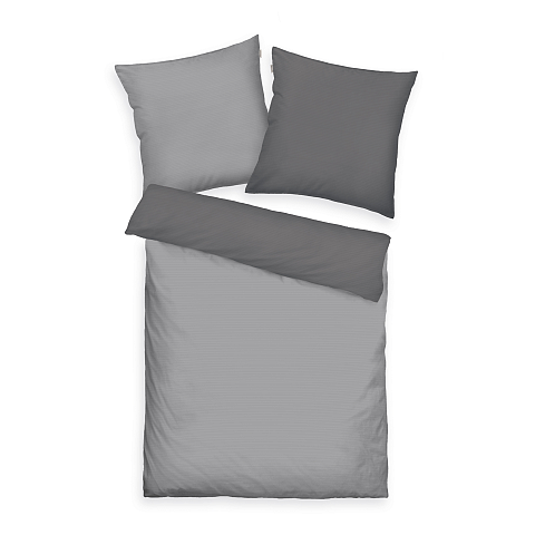 HERDING TOM TAILOR Bettwäsche - Two-Tone Solid Colors Moodey Grey - 2x-80-x-80-cm-1x-200-x-220-cm