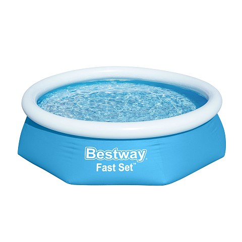 Bestway Fast Set 57448 Aufstellpool Gerahmter/aufblasbarer Pool Rund Blau, Weiß