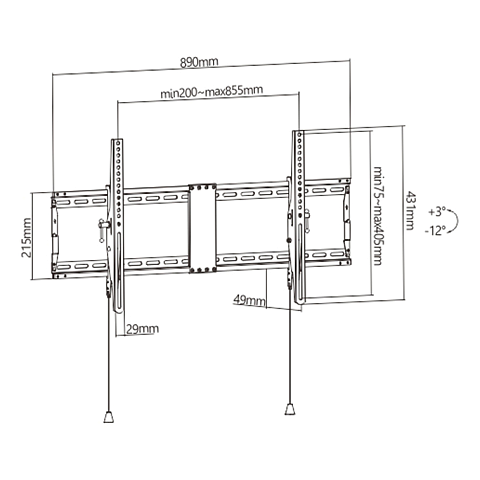 Gembird WM-90T-01 TV-Halterung 2,29 m (90") Schwarz