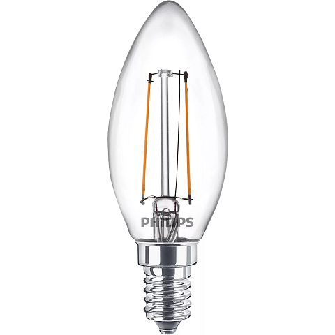 Philips Filament-Kerzenlampe, B35, E14 x2, transparent, 25 W