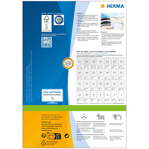 HERMA Etiketten Premium A4 200x297 mm weiß Papier matt 100 St.