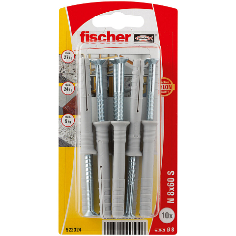 Fischer 522324 Schraubanker/Dübel 10 Stück(e) Schrauben- & Dübelsatz 60 mm