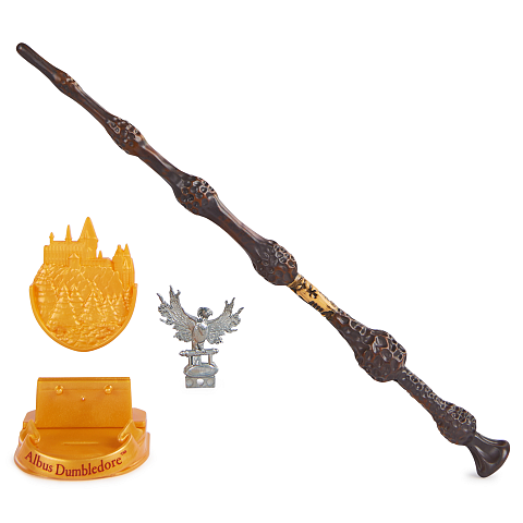 Wizarding World Harry Potter - Authentischer Albus Dumbledore Zauberstab aus Kunststoff mit Hogwarts-Halterung
