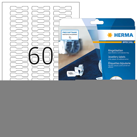 HERMA Ringetiketten A4 49x10 mm weiß Papier matt blickdicht 1500 St.