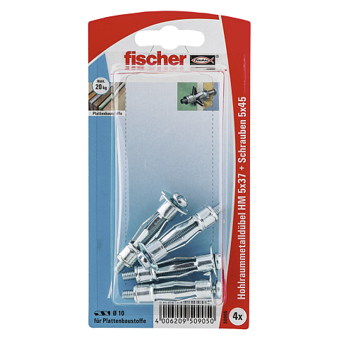 Fischer HM 5 x 37 S 4 Stück(e) Schrauben- & Dübelsatz 37 mm