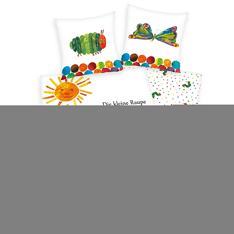 HERDING Raupe Nimmersatt Bettwäsche-Set ‘Evergreen’ – 135×200 cm, Renforcé